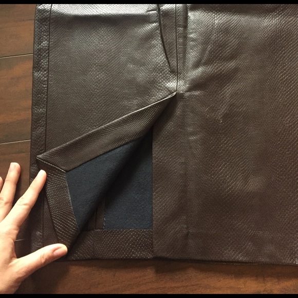 Zara basic snake skin leather brown pencil skirt s - Picture 5 of 5